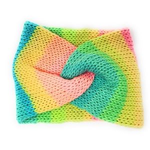 Knitted neon rainbow twisted headband